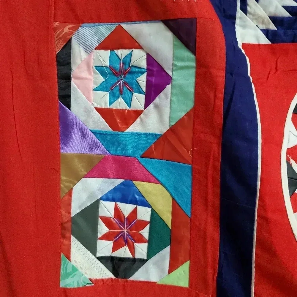 Handmade Red Asian like Symmetrical Tapestry